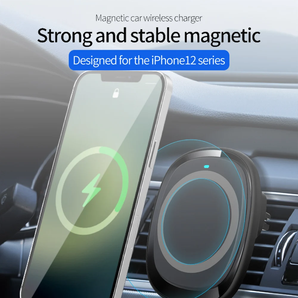

Magnetic Wireless Car Charger AirVent Mount Compatible With For Magsafe iPhone 12 ProMax Mini 15W Fast Charging Car Phone Holder