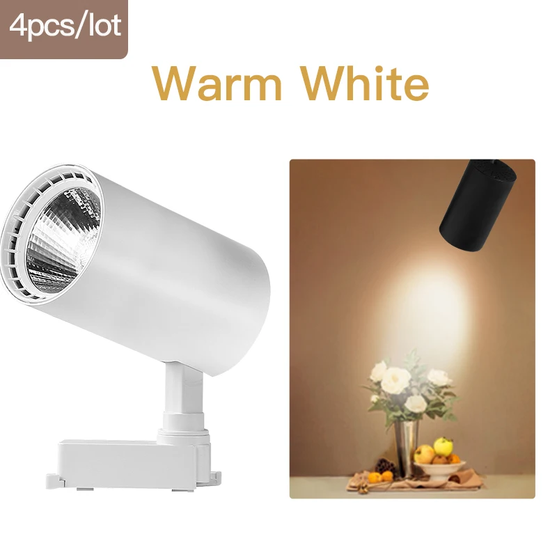 White-Warm White COB светодиодный Трековый светильник 220V 12/20 Вт, 30 Вт, 40 Вт регулируемый Точечный светильник Алюминий потолочный рельсы для Кухня магазин - Испускаемый цвет: White-Warm White