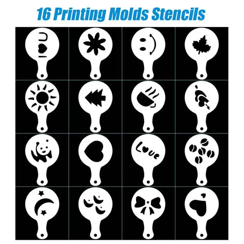 Капучино форма причудливый кофе печать модель пена спрей торт трафареты