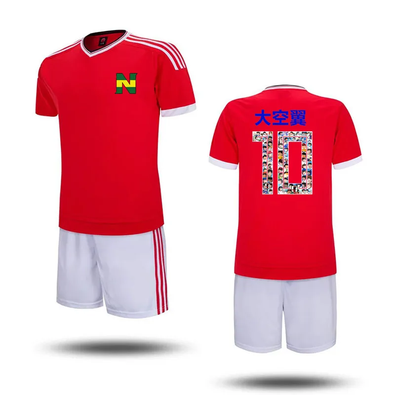 Костюм для футбола капитан Цубаса красный трикотажный костюм комплекты одежды