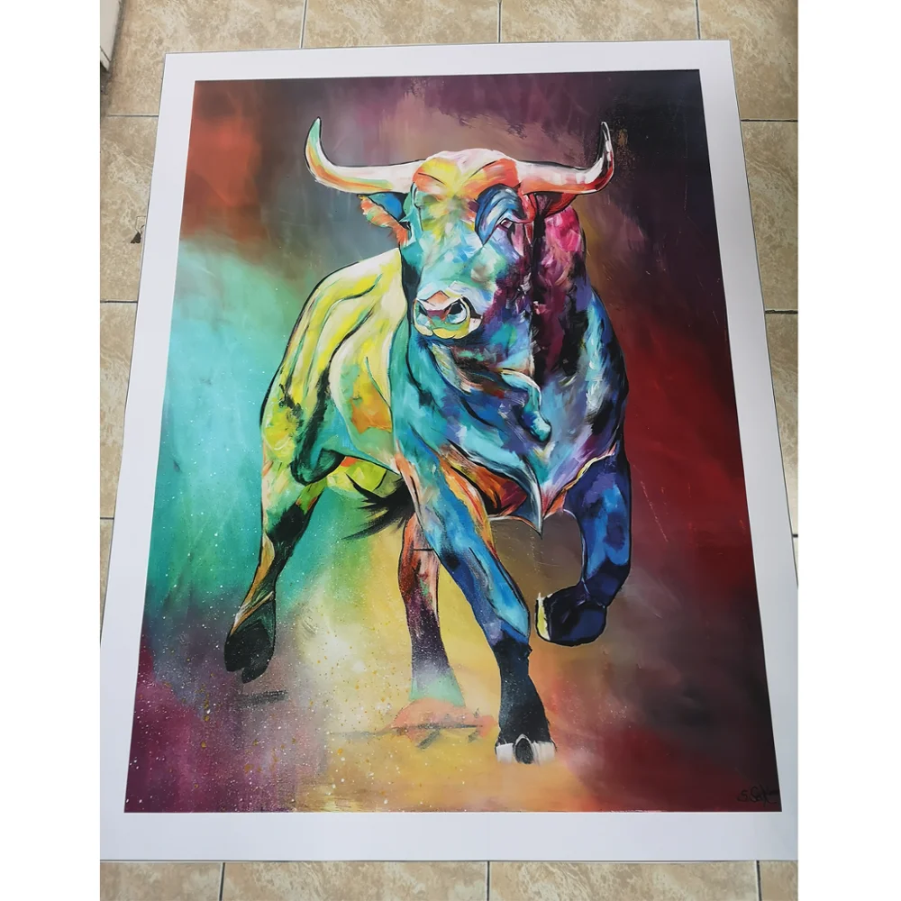 

Abstract colorful bull animal static wall art print poster living room wall bar decoration painting room home decoration