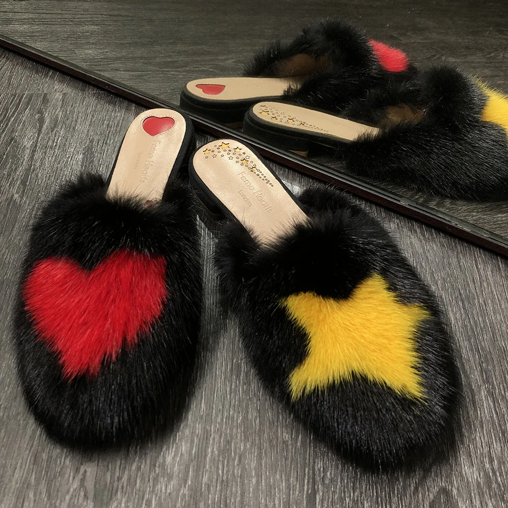 Высококачественные шлепанцы YOLOAgain из натурального меха норки женские домашние