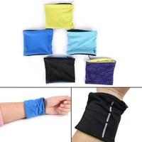sports wristband double lycra fitness cycling 1pcs zipper pocket wrist support wrap straps volleyball badminton sweatband