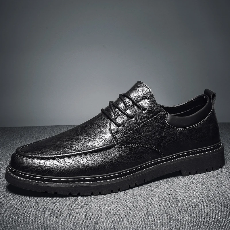 

Туфли-оксфорды мужские из натуральной кожи, удобные дышащие, без застежки, Повседневная Деловая обувь на плоской подошве