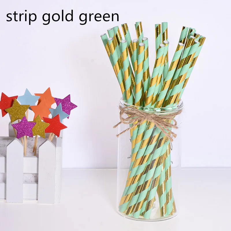 hot gold green 25 шт eco-friendly зеленый бамбук бумажные, с пандой соломинки для дня рождения Свадебная вечеринка Baby Shower украшения событие для питьевой воды - Цвет: hot gold green