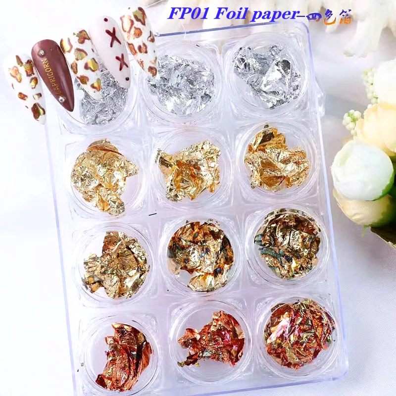 

Excellent Quality Colorful 12 Grid Multicolor Fashion Glitter Transfer Art Designer Nail Roll Foil