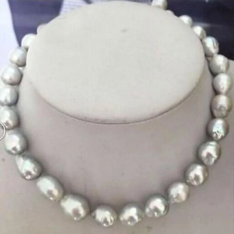 

stunning9-10mm south sea silver grey pearl necklace 18inch
