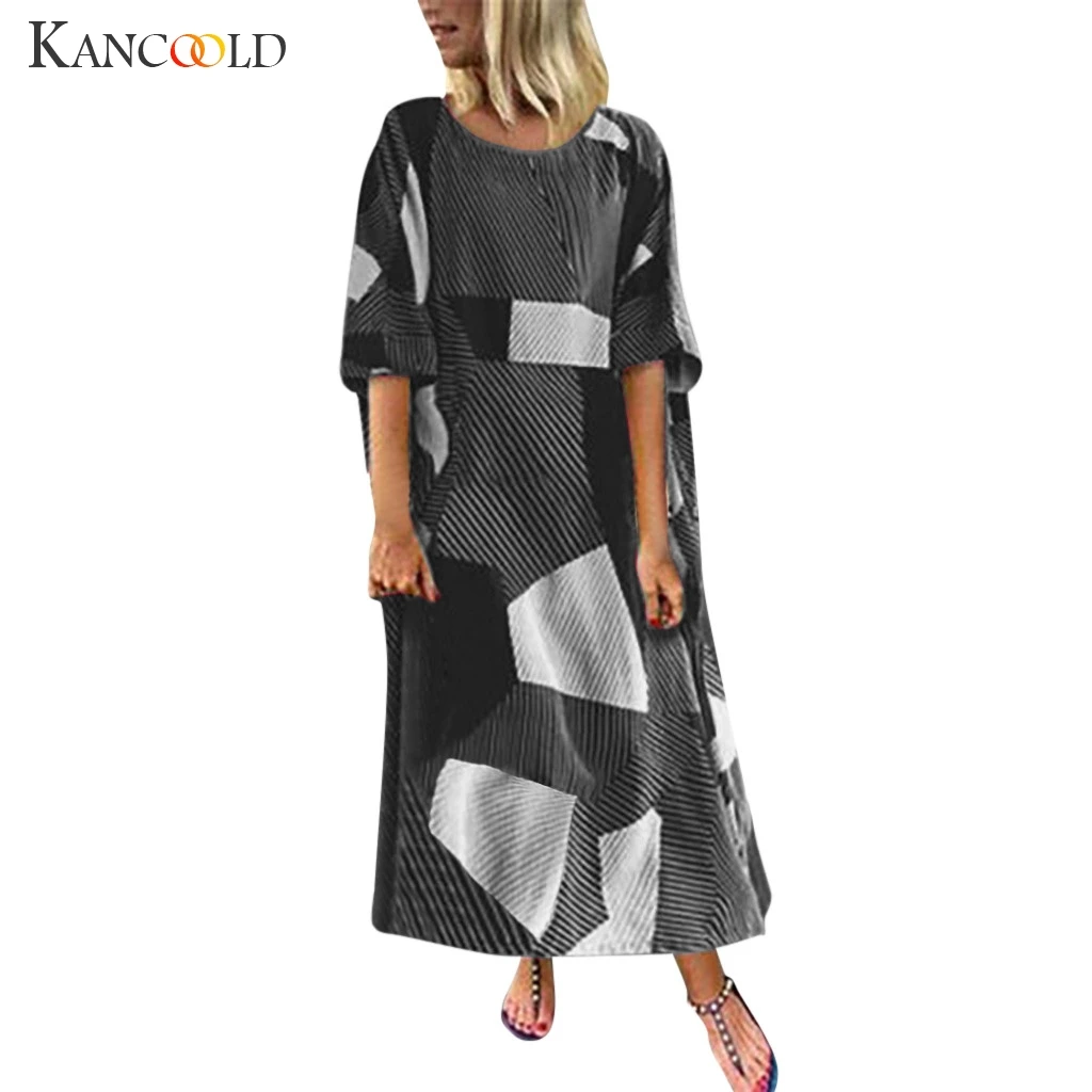 Женское платье KANCOOLD в европейском и американском стиле с длинным рукавом модная