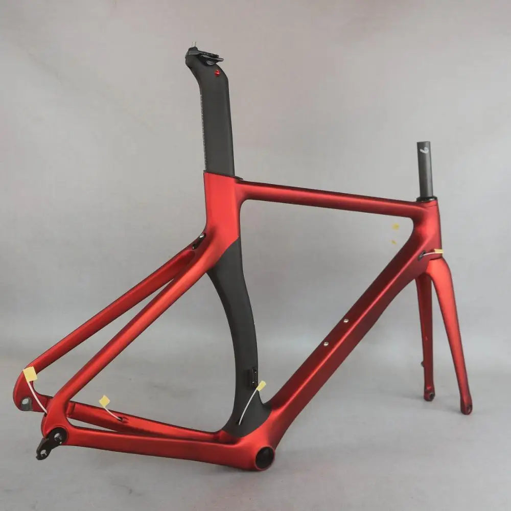 

2021 new metal red color aero design Disc carbon road bike frame carbon fibre racing disc bicycle frame700c bicycle TT-X3