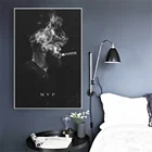 Современный портрет художественный Декор Джеймс курить сигару плакат картина баскетбольная звезда холст печать настенное искусство для дома мужская пещера подарок декор