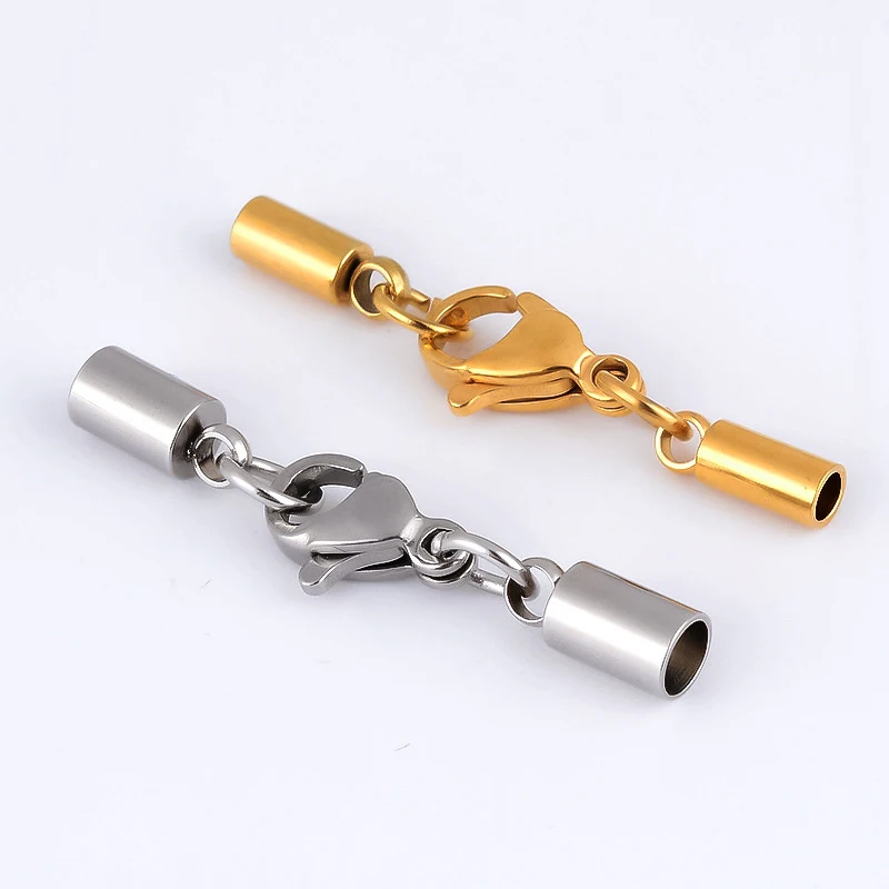 5 шт./лот застежка-карабин из нержавеющей стали обжимные Концевики для кожи