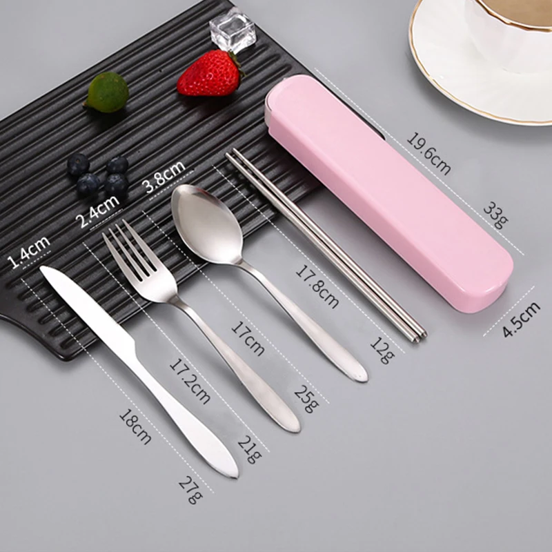 

3-4PCS/Set Stainless Steel Cutlery Set Used For School Office Outdoor Travel Picnic Tableware Useful High Quality Dinnerware Set