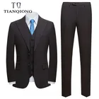 Новинка 2021, весенне-осенние свадебные костюмы из 3 предметов с двойным разрезом для мужчин, вечерние костюмы для выпускного бала, мужской костюм высокого качества, S-4XL