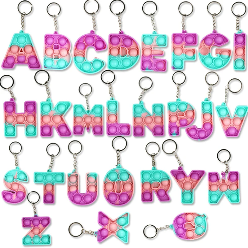 New Pop 26 Letters numbers spelling bubble music keychain Fidget Toys Stress Relief parent-child interactive educational toys enlarge