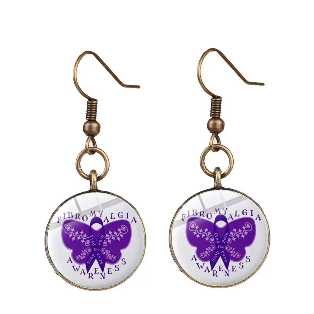Серьги с изображением фибромилгии Я часть лечения висячие серьги совы бабочки