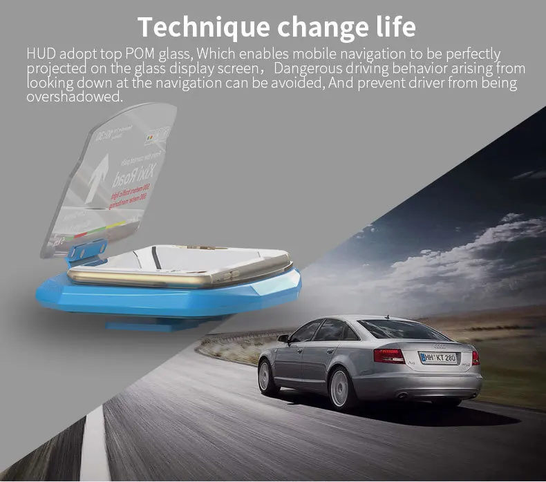 Newcarpro Универсальный мобильный gps навигационный кронштейн HUD Head Up Displayer для смартфона Автомобильный держатель Подставка для телефона