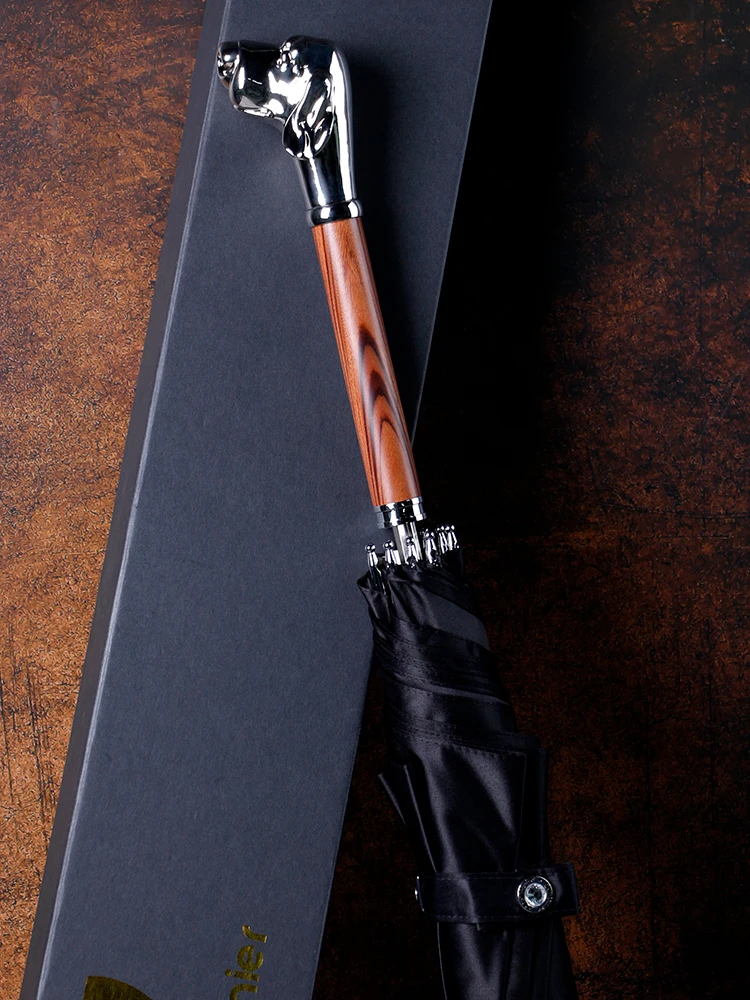 Comprare Ombrello Di Lusso In Metallo Uomo Antivento Creativo Manico Lungo Ombrello Per Cani Doppio Strato In Legno Regenschirm Utensili Da Cucina EI50UA