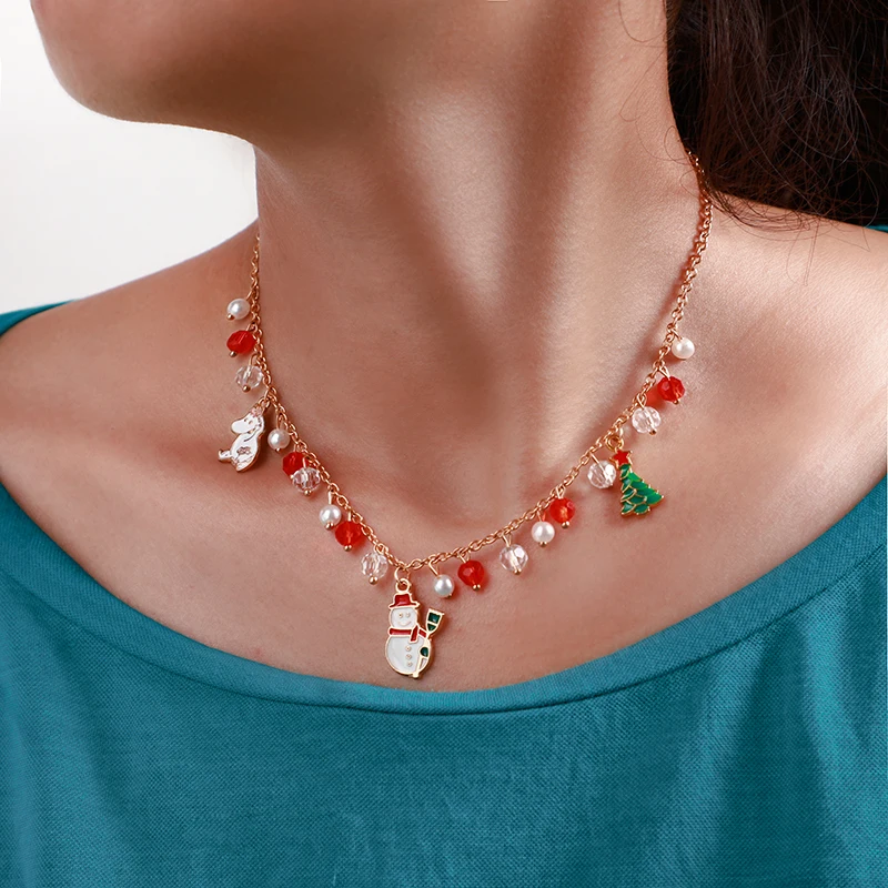 Tocona роскошное золотое ожерелье с кулоном для женщин Рождественская елка