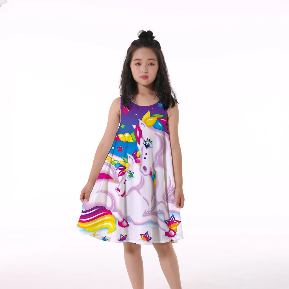 

New Girl Summer Butterfly Unicorn Dress Kids Dresses Girls Dress Sleeveless Children Clothing Party vestidos Birthday