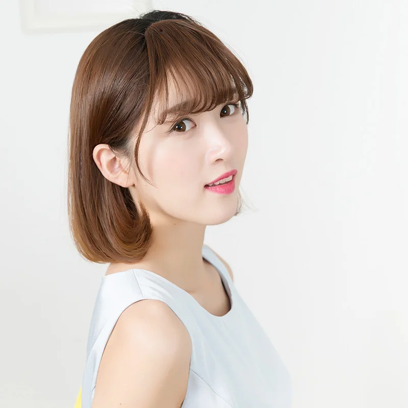 LUPU чистая красная воздушная челка парики женские настоящие волосы ультра тонкие