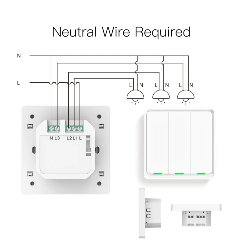 

Tuya WiFi Smart Light Switch Neutral Wire Required Wall Button Panel Smart Life App Remote Voice Control Work with Alexa Google