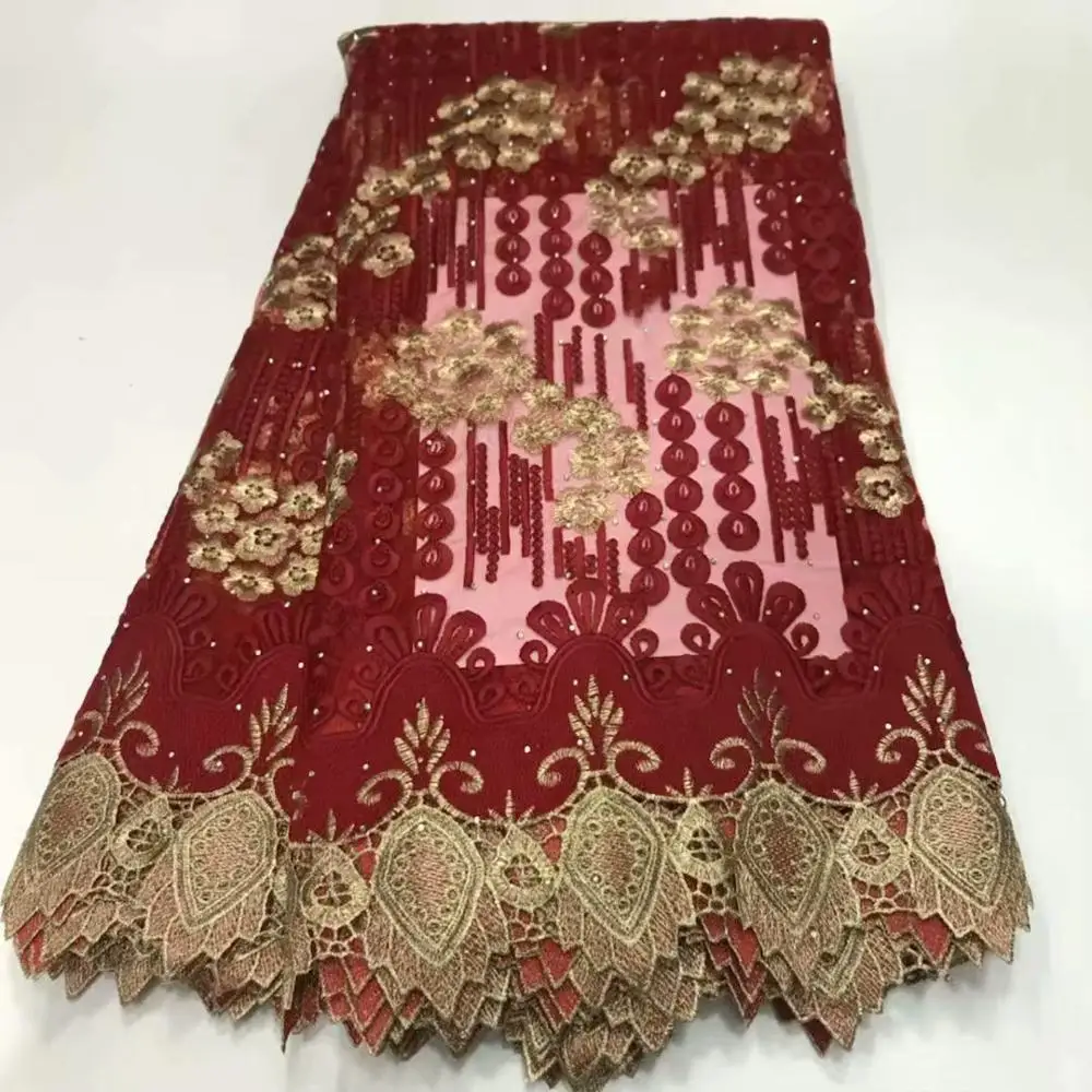 Красная нигерийская французская кружевная ткань 2020 последние камни африканский