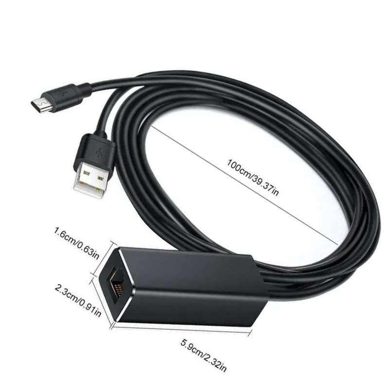 Сетевая Ethernet-карта USB Lan адаптер питания Micro к RJ45 100 Мбит/с для Fire TV Stick Chromecast Ultra Audio