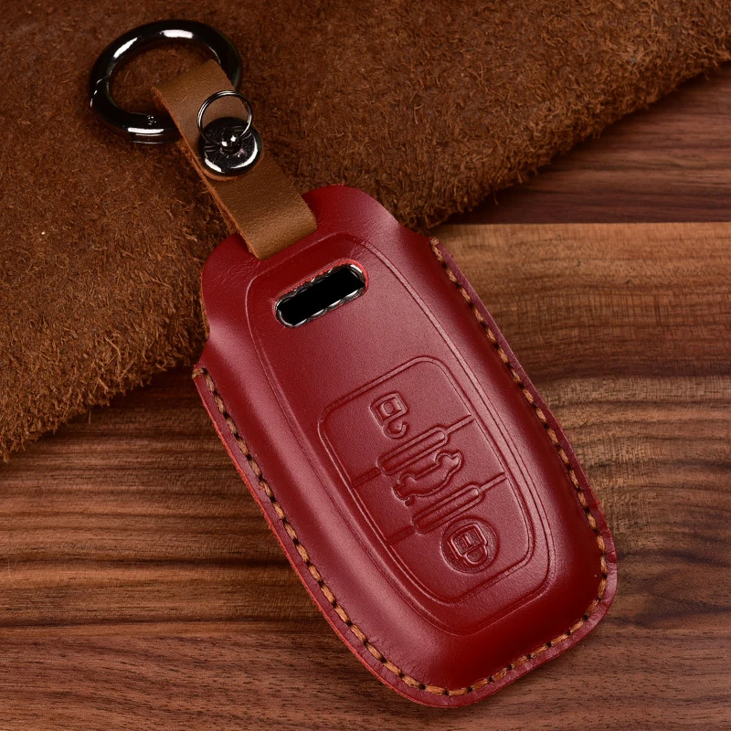 

Auto Car Styling Leather Key Case for Audi A3 A4 A5 A6 Q3 Q5 Q6 Q7 C7 RS3 Car Holder Shell Remote Cover Protector