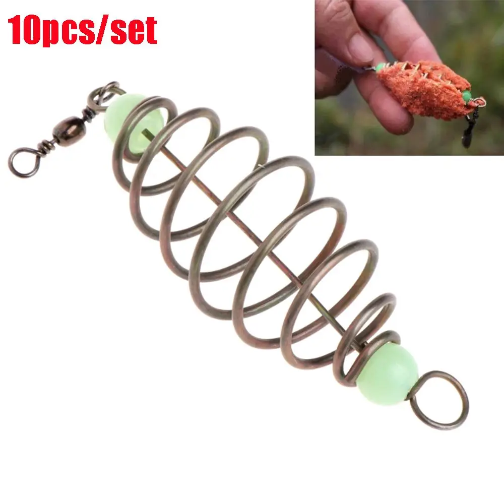 

10 Pcs/Set New Style Method Leader Explosion Olive Stainless Steel Feeder Spring Lure Hanging Tackle Fishing Bait