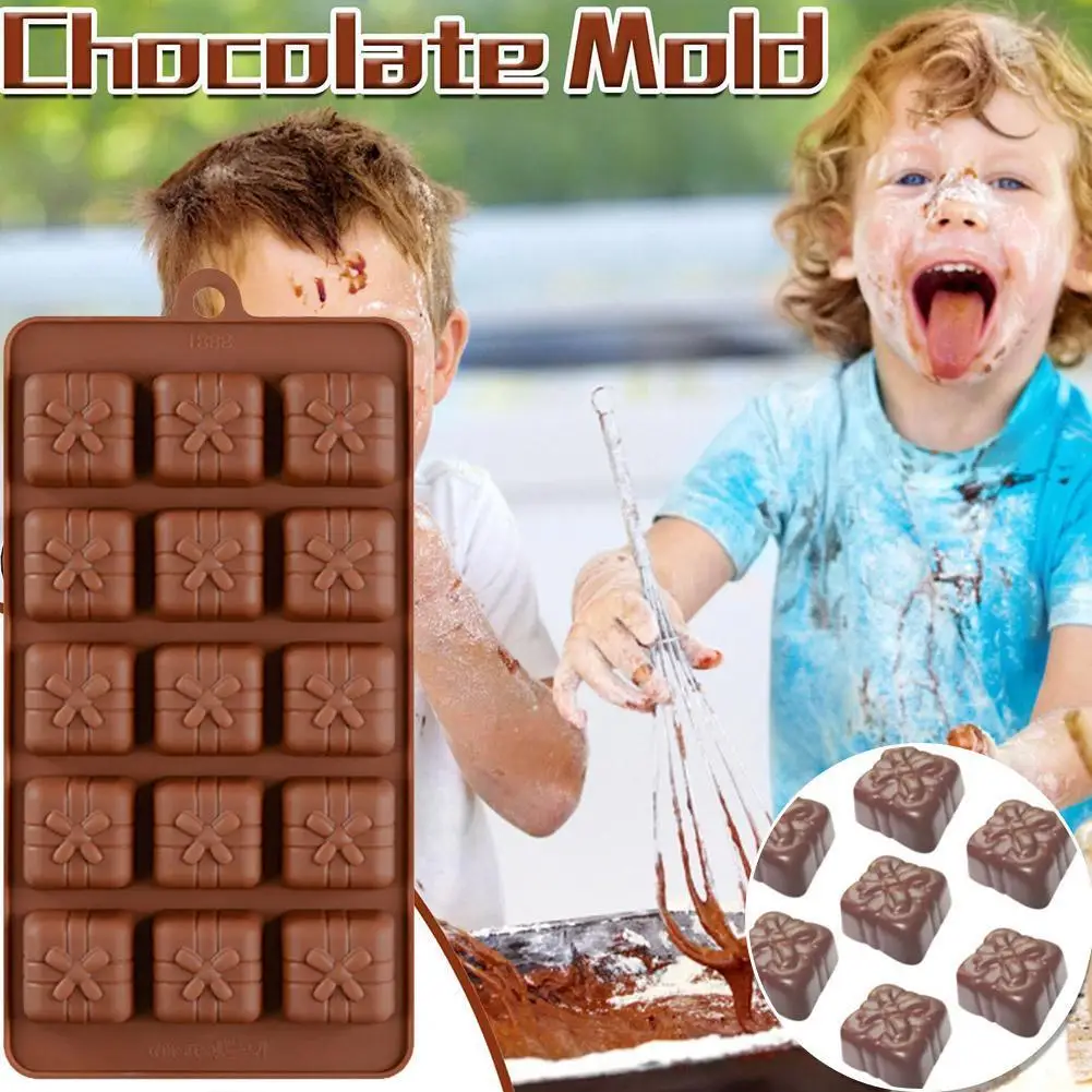 

15 Holes 3D Silicone Mold Christmas Gift Box Present Kitchen Cube Mould Chocolate Candy Pudding Mold Baking Ice Accessories