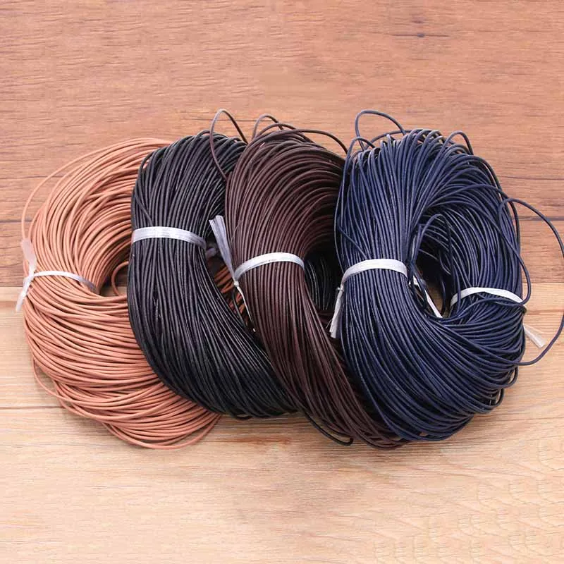 5 Meters/Lot 1-3mm 2020 New 4 Color Genuine Cow Leather Round Thong Cord DIY Bracelet Findings Rope String For Jewelry Making