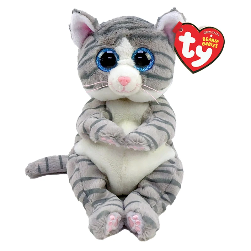 Ty Beanie Boos Kawaii Gray Tabby Mitzi Мягкая Детская плюшевая игрушка Праздничная памятная