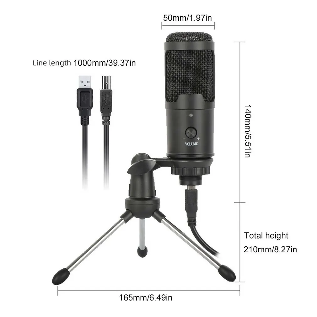 

192kHz/24bit USB Condenser Microphone With Stand Real-time Noise Optimization Processing Stereo Microphone For Computer