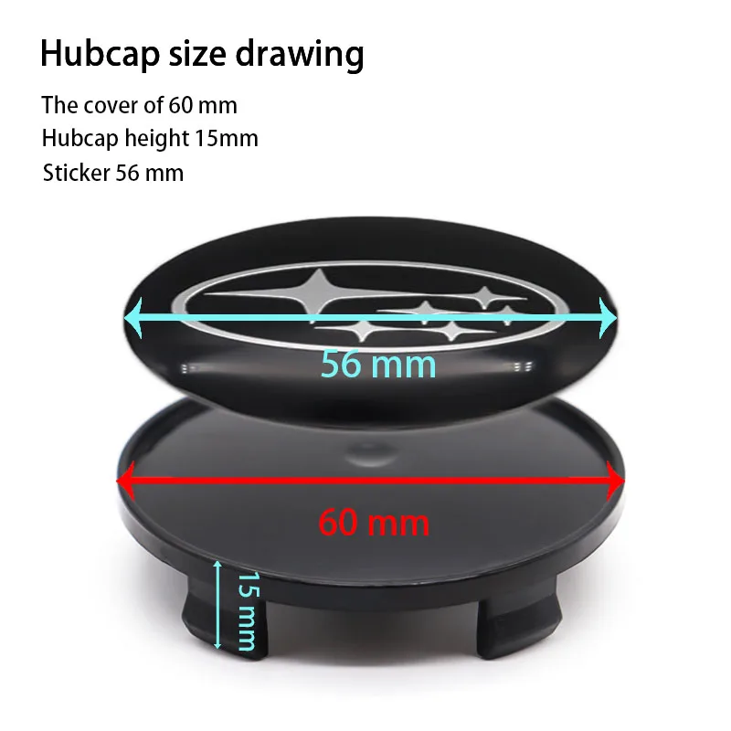 

Car parts 4pcs 60mm wheel hub cover center wheel sticker car logo, suitable for Subaru- personalized modification parts