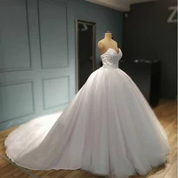 simple sweetheart ball gown wedding dresses lace appliques beads bridal gowns lace up back sweep train wedding vestidos