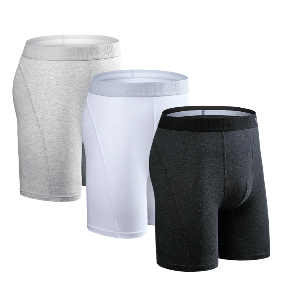 3pcs Long Boxers For Man Underware Lots Mens Underpants Cotton Men's Panties Family Boxershorts Boxer Sexy Male Shorts Calecon