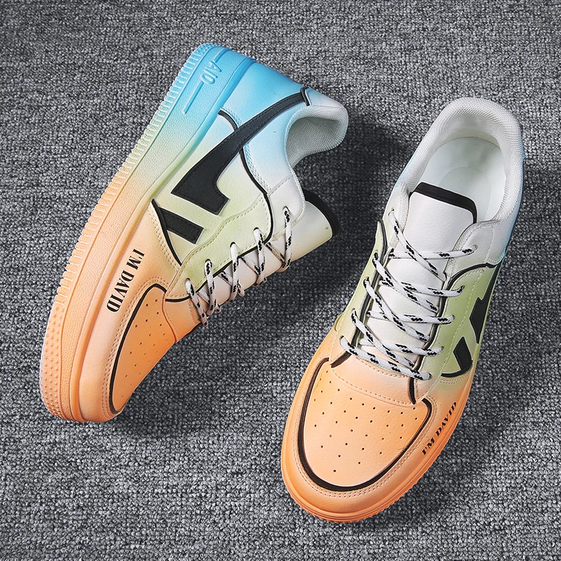 

CRLAYDK Fashion Men Sneakers Casual Graffiti Fluorescent Street Style Young Boys Shoes Leather Height Lace-up Sapatas Masculinos