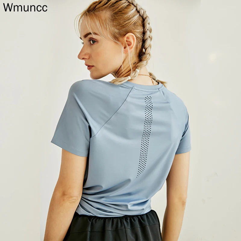 Футболка Wmuncc с вырезами на спине для йоги женские быстросохнущие топы бега