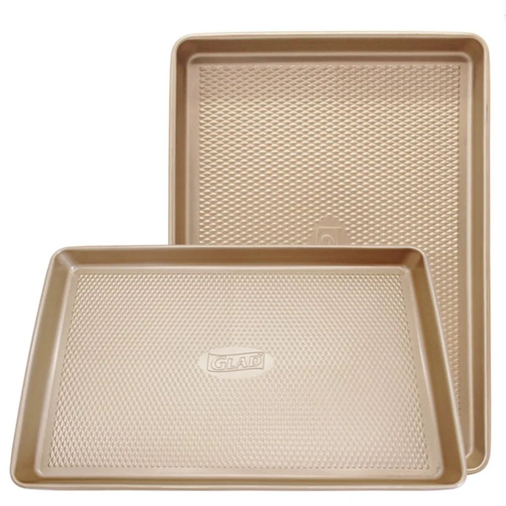 Полезный Золотой противень для выпечки сверхпрочный Сталь с антипригарным