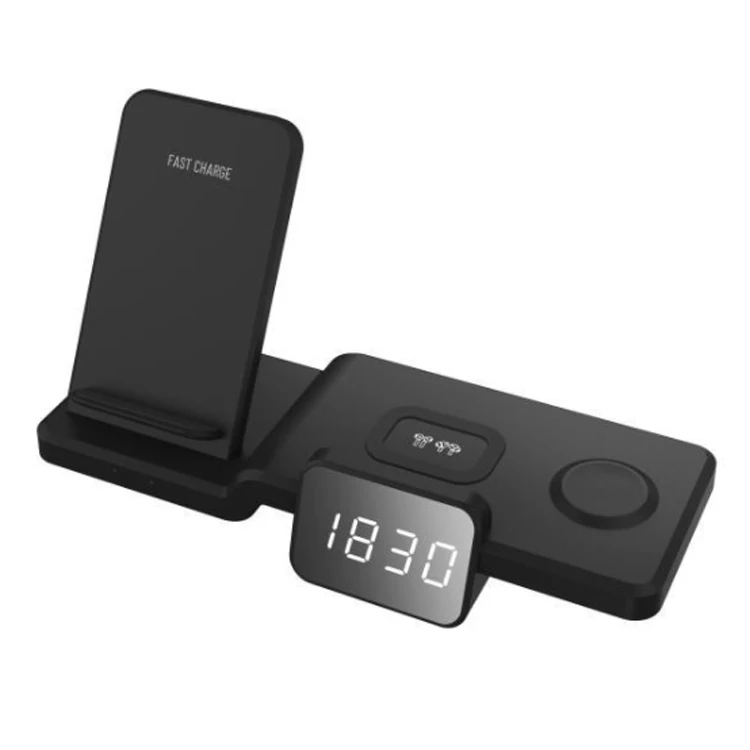 

Беспроводное зарядное устройство 3 в 1 10 Вт для iPhone 12/наушников/часов, многофункциональная беспроводная Быстрая зарядка с дисплеем часов