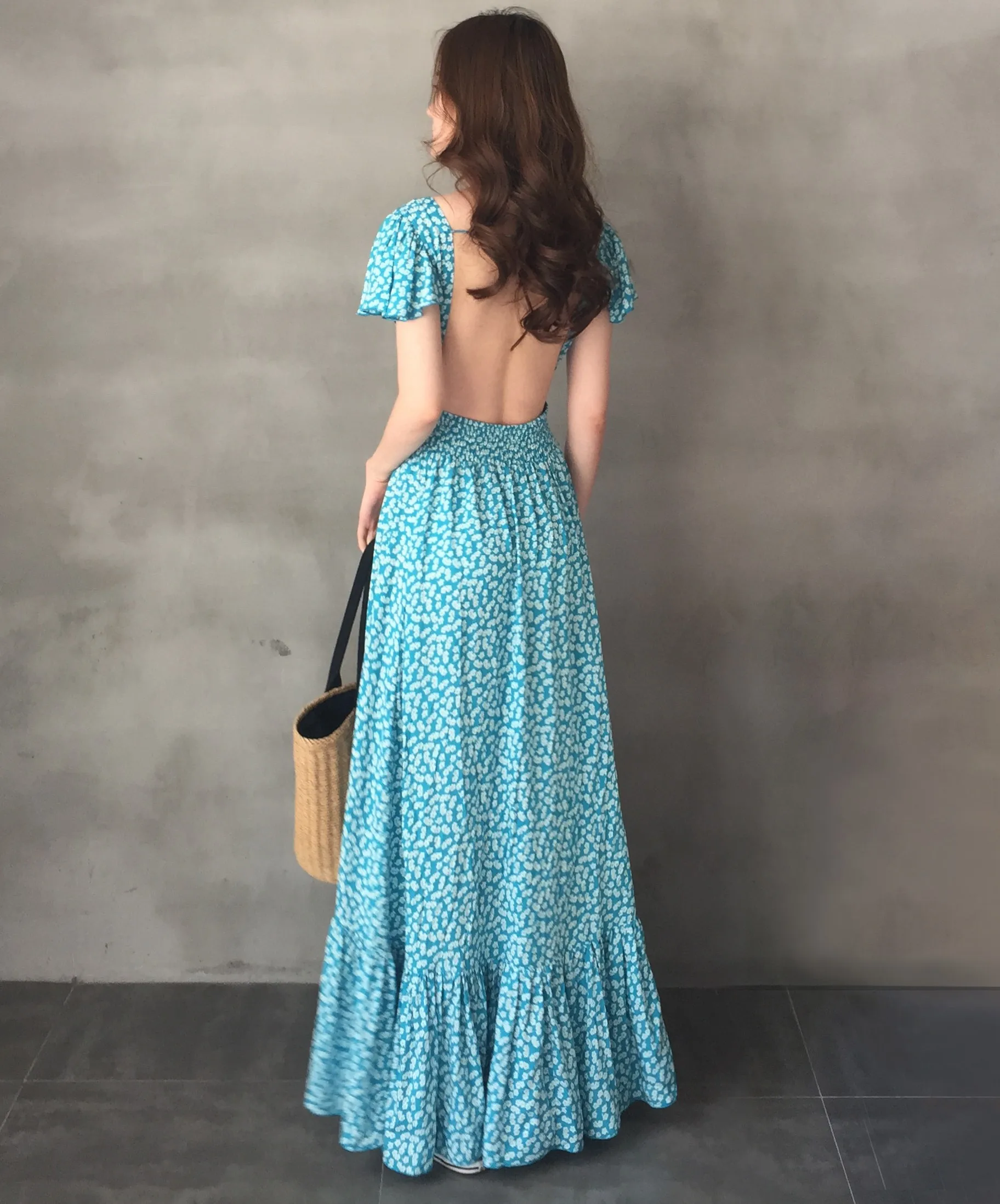 Платье женское длинное с тропическим принтом пикантное вечернее элегантное