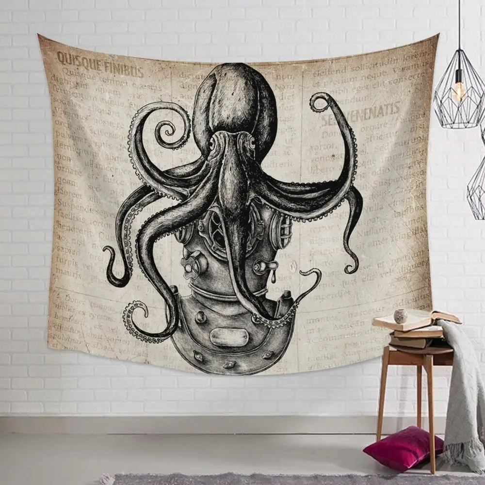 Настенный декоративный гобелен Осьминог в виде газеты постельное белье одеяло