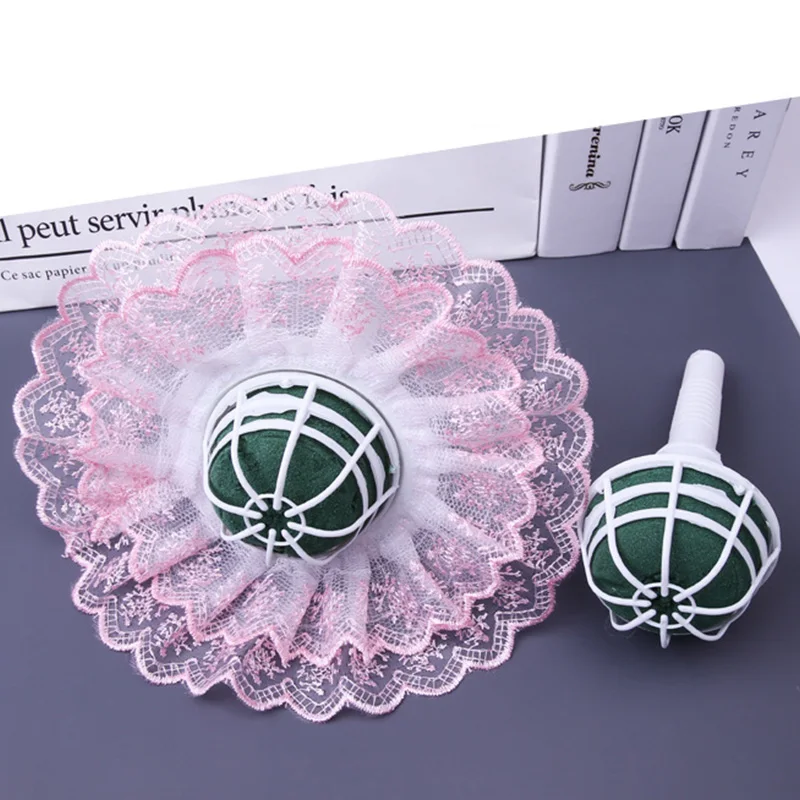 6 шт. кружевной Букет воротник DIY держатель для букетов Свадебный букет белый