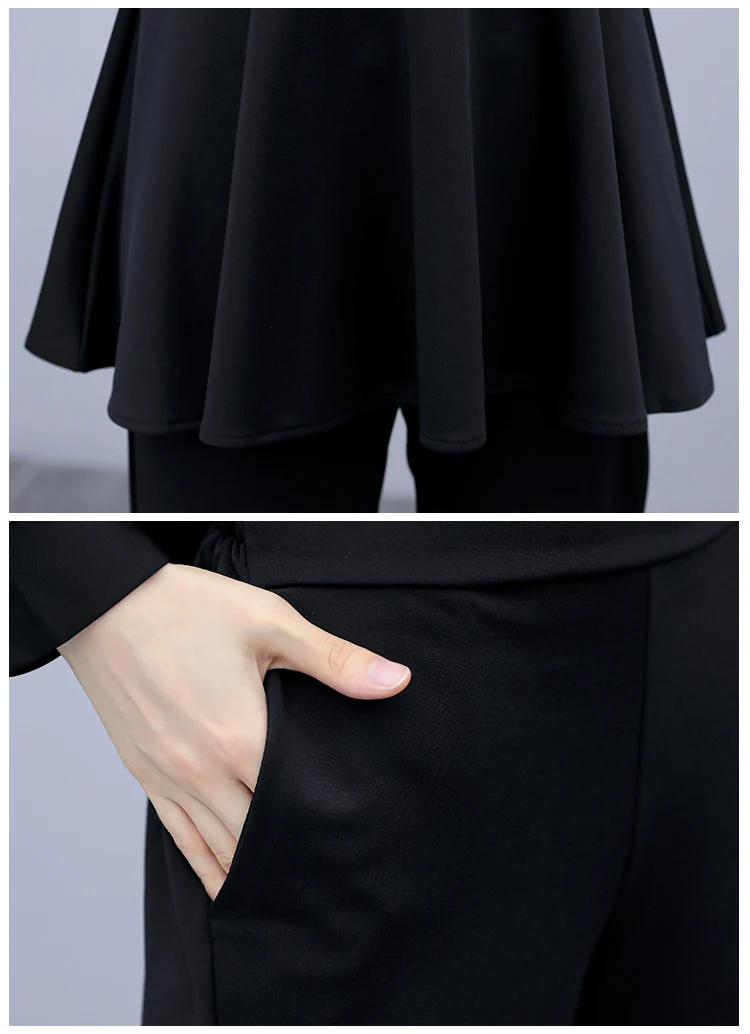 

Black Women Plus Size Suits And Sets Casual Two Piece Set Top And Pants Two Piece Outfits Ensemble Femme Survetement Woman Suit