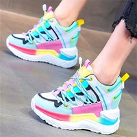 ankle boots womens cow leather fashion sneakers platform wedge high heels increasing height casual shoes round toe creepers