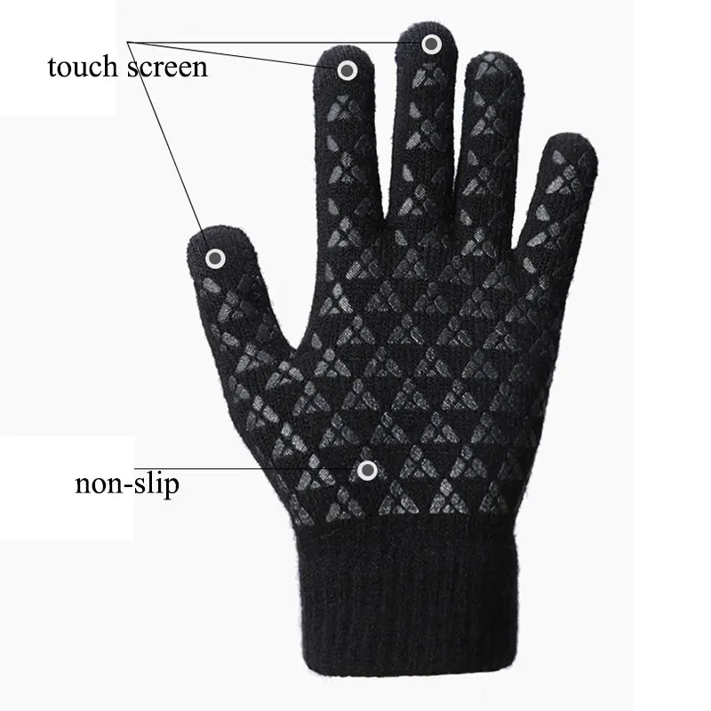 1 Pairs Warmer Gloves Touch Screen Glove Knitted Soft Men Winter Autumn Outdoors Anti-Slip Mittens Full Finger | Аксессуары для