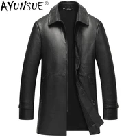 ayunsue autumn winter genuine leather jacket men black real sheepskin leather coat male short mens jackets jaqueta masculina
