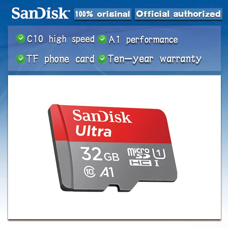 Двойной Флеш-накопитель SanDisk Ultra SDXC, micro SDHC, micro SDXC UHS-I слот для карт памяти 16 Гб, micro SD карта, 32 ГБ 80 МБ/с. TF Card 64 Гб 128 для совместим со смартфонами и Камера