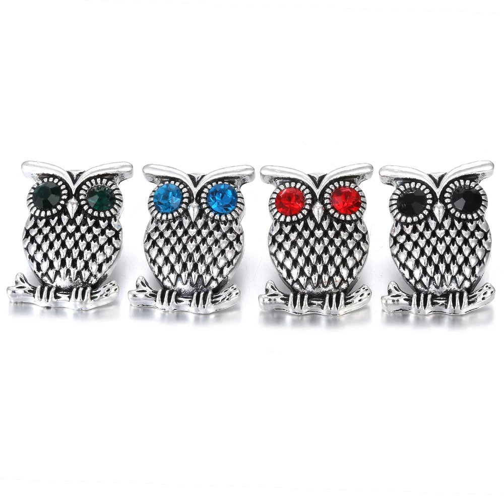 6 шт./лот новинка ювелирное изделие с кнопками античное серебро кристаллы Сова