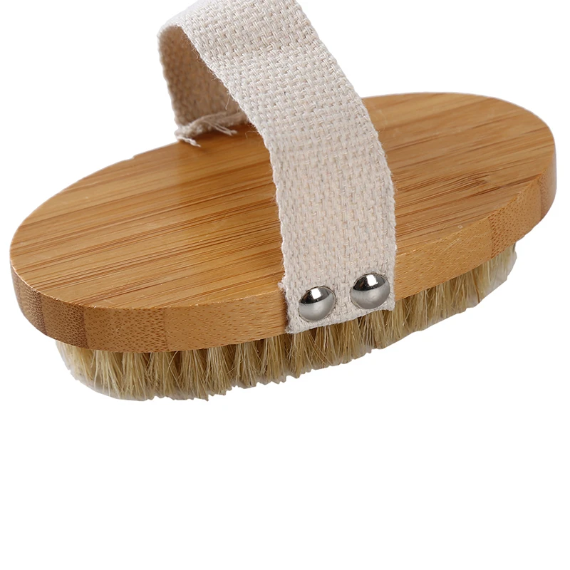 

Dry Natural Bristle Bath Brush Oval Shape Bath Brush Bathing SPA Health Exfoliating Body Massage Dry Brush